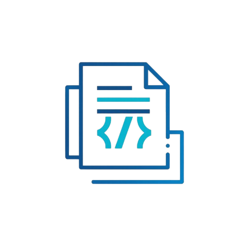 Icon of a document with code on a white background